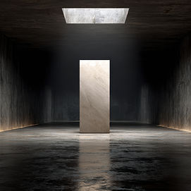 Image of monolithic stone inside a stone chamber