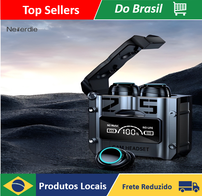 Fone de ouvido Bluetooth sem fio M25 TWS com redução de ruído estéreo e controle