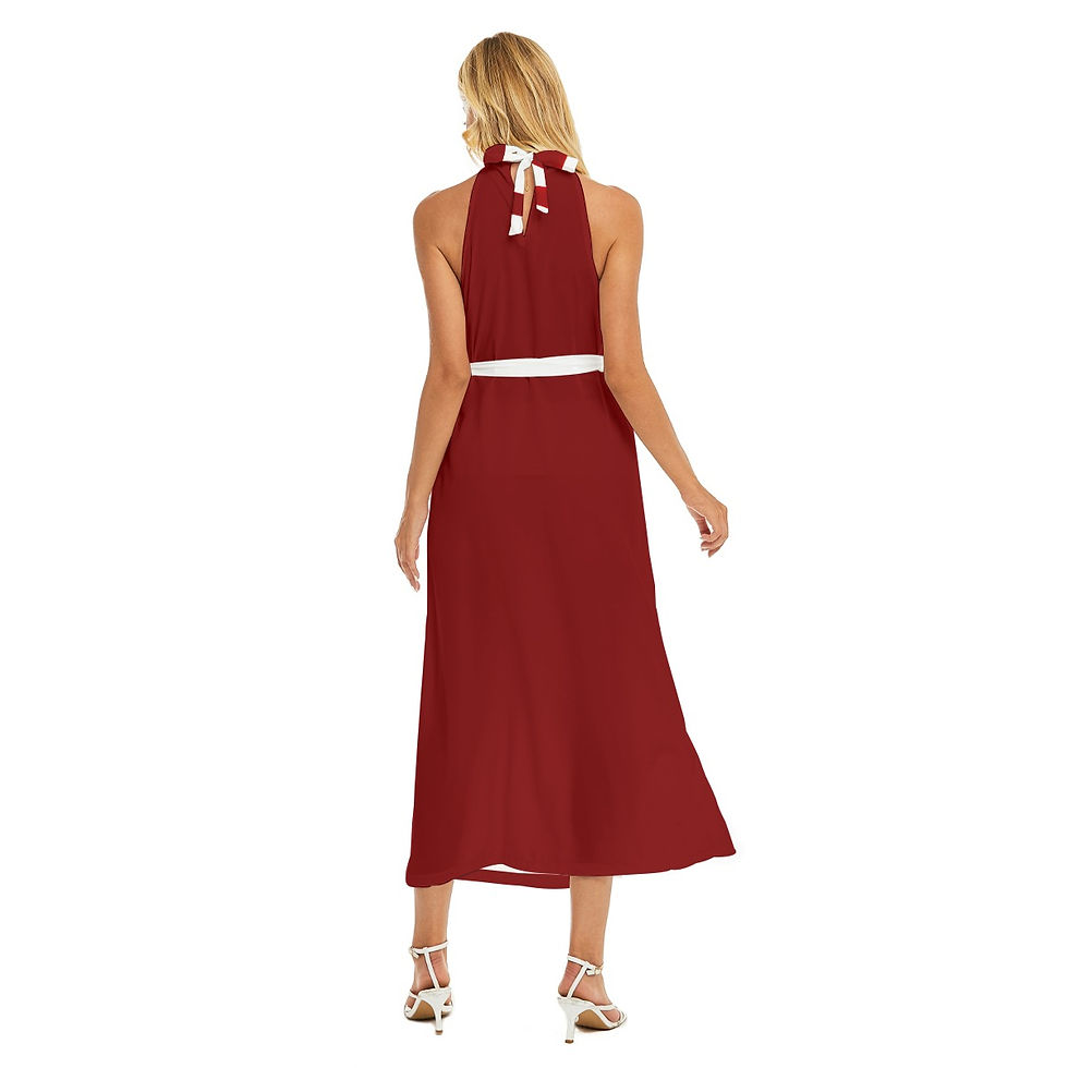 Miniatura: All-Over Print Women's Wrap Hem Belted Halter Dress