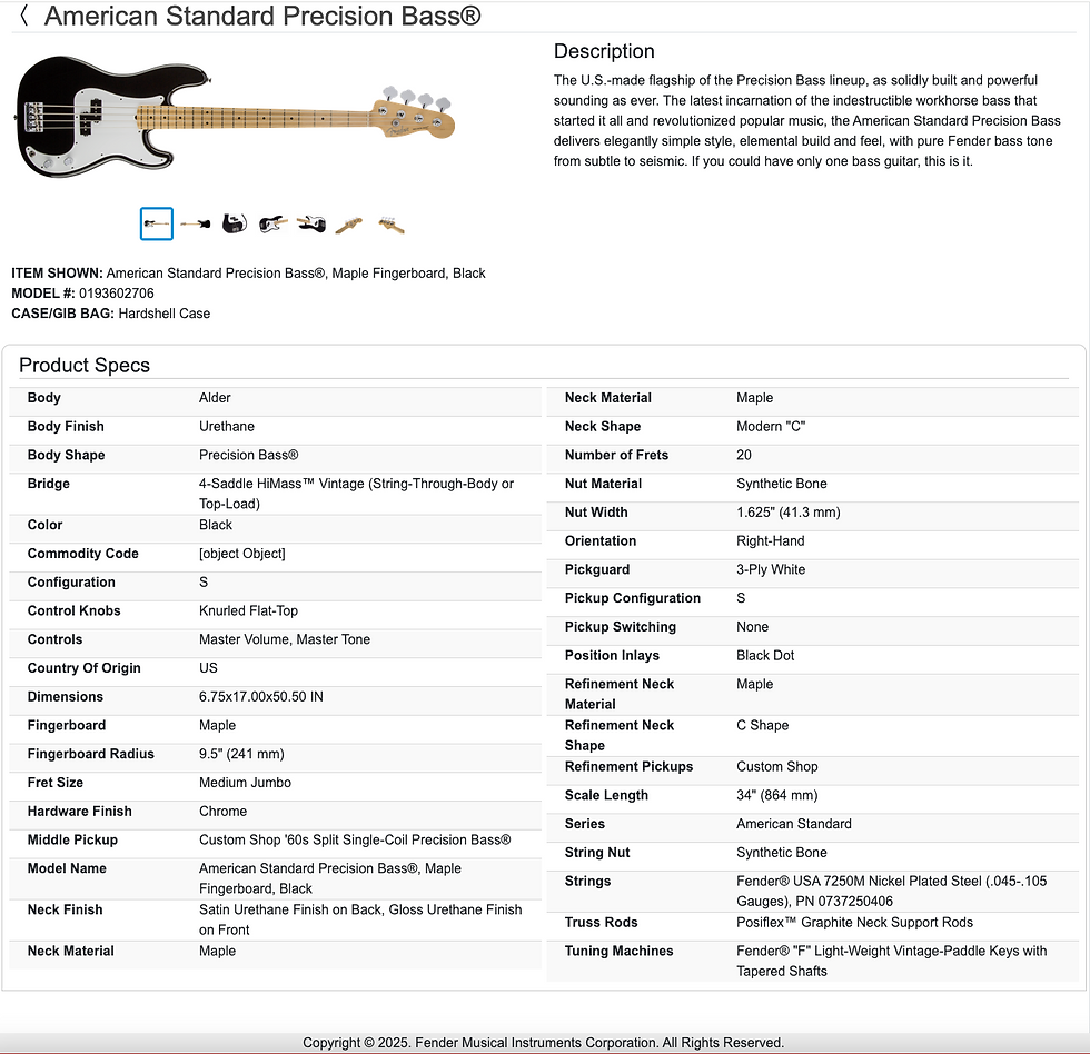 Thumbnail: 2012 Fender American Standard Precision Bass - Gloss Black