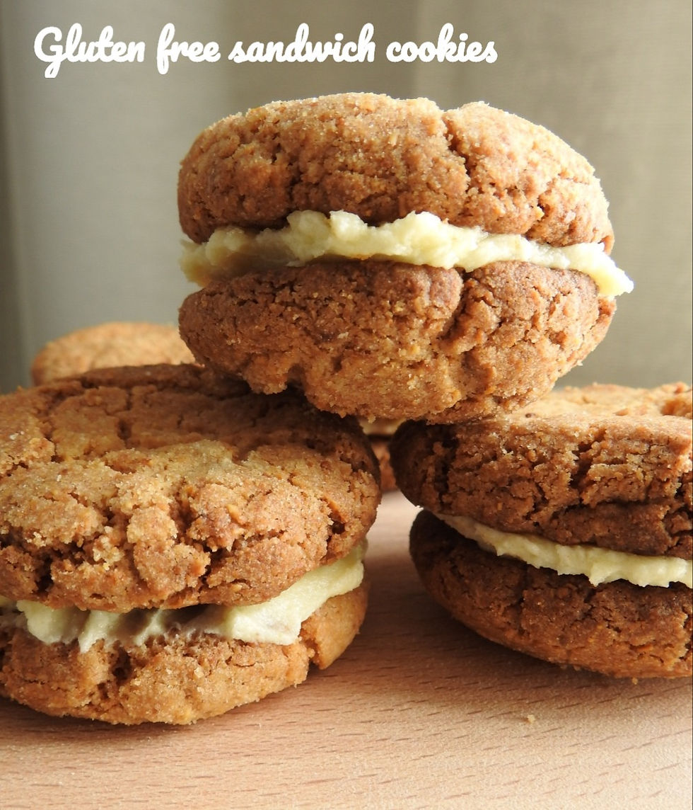 Gluten free sandwich cookies with buttercream filling