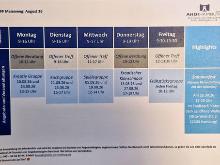 Wochenplan August 26