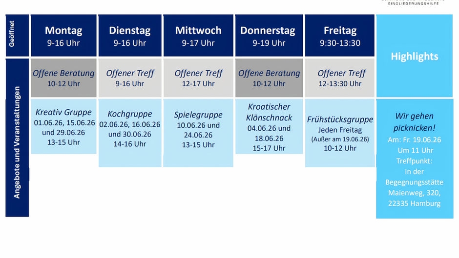 Wochenplan Juni 2026