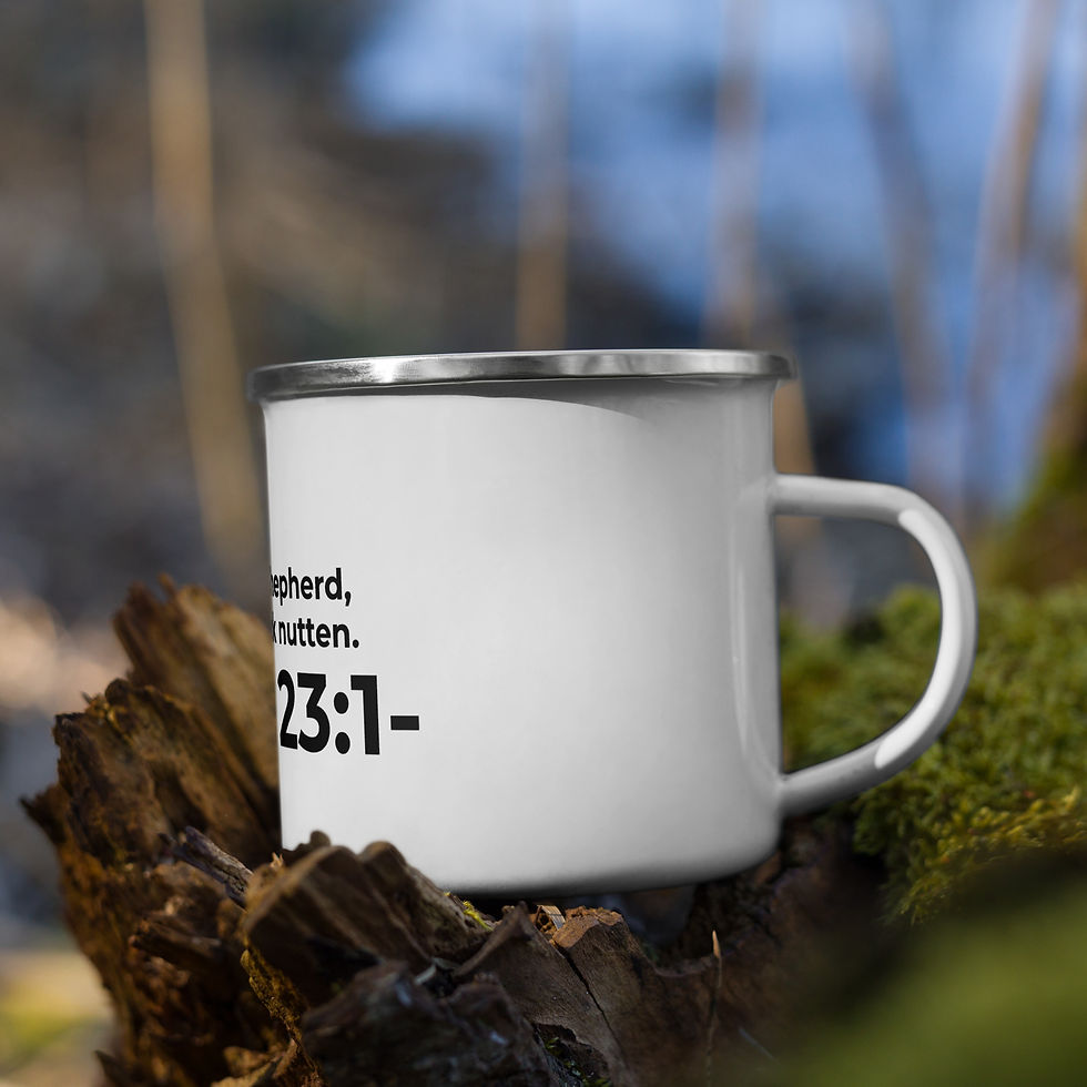 Thumbnail: Jamaican Patwah Psalm 23 Enamel Mug – “Di Lawd a mi Shepherd” Faith Coffee Cup
