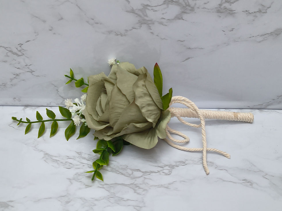 Thumbnail: Sage Green Artificial Rose Buttonhole | Wedding Buttonhole UK
