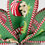Thumbnail: 2.5 inch wide Elf Head & Feet Wired Ribbon: Green - Priced per metre
