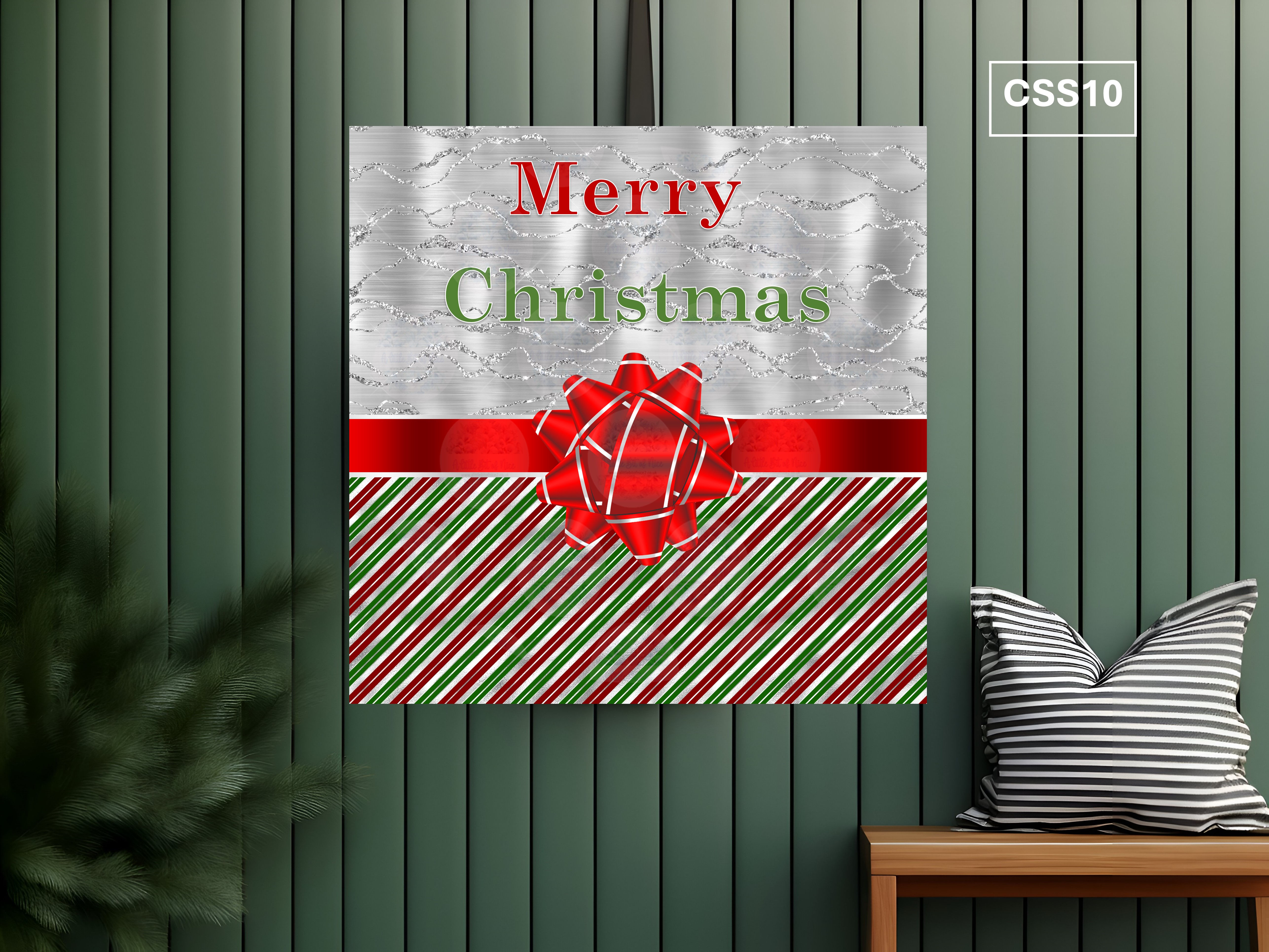 Square - Christmas Present Silver Aluminium Sign
