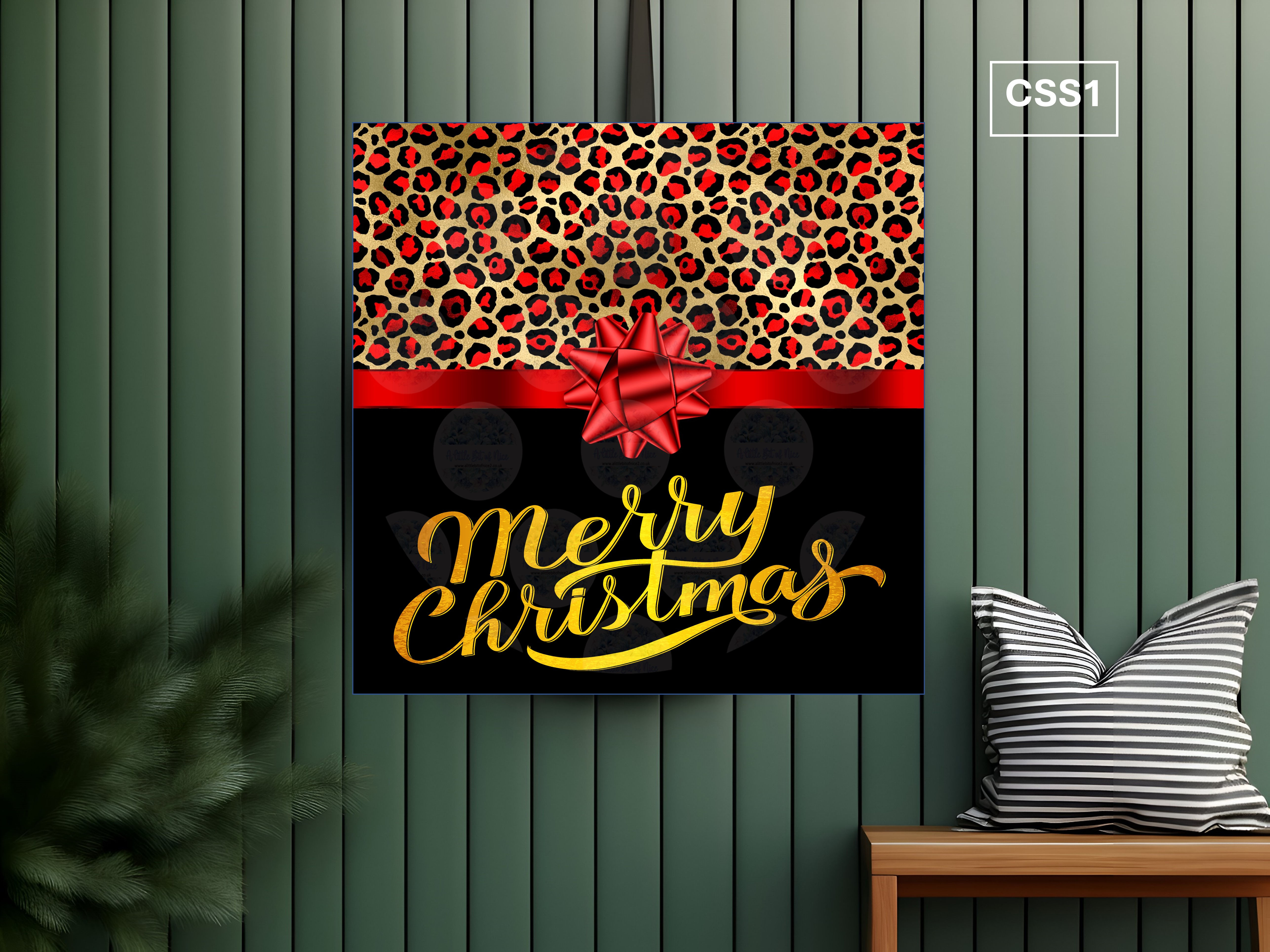 Square - Merry Christmas Black, Red & Gold Aluminium Sign