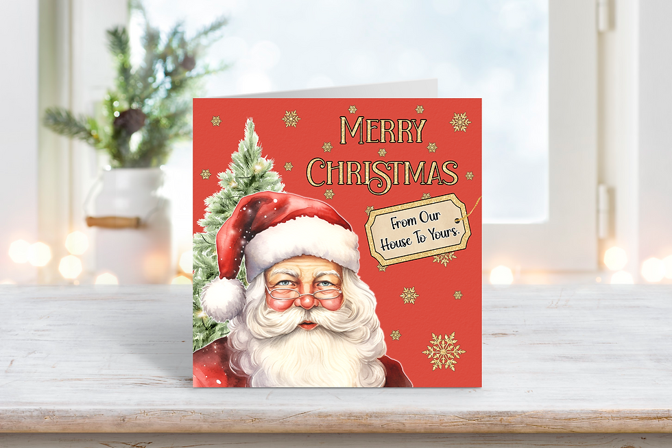 Thumbnail: Personalised Santa - Christmas Card 6" by 6" approx.