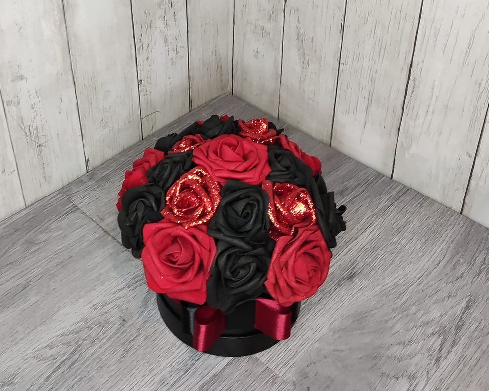 Thumbnail: Red & Black Foam Rose Hat Box - three sizes