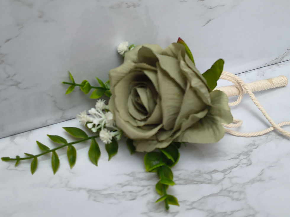 Thumbnail: Sage Green Artificial Rose Buttonhole | Wedding Buttonhole UK