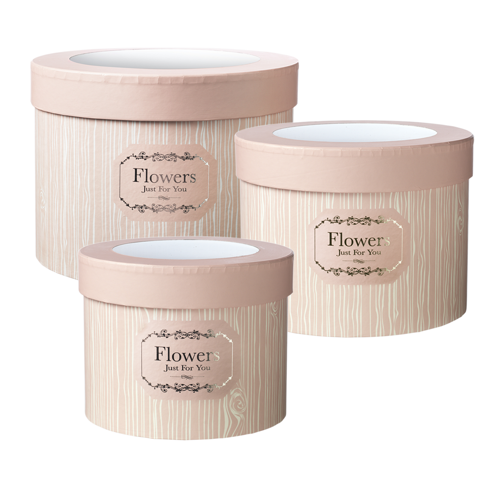 Set of 3 Pink Florist Hat Boxes - Nested Flower Boxes