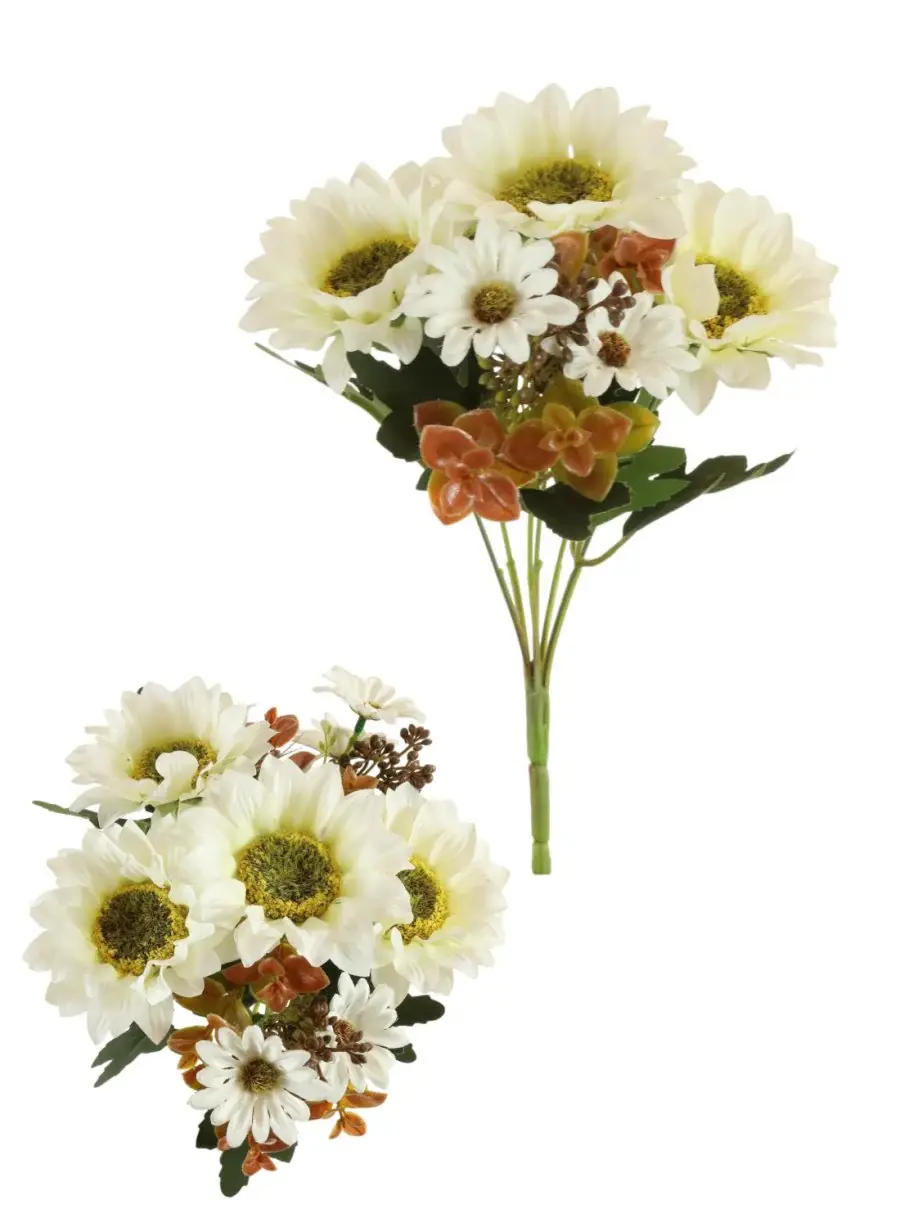 Mixed Sunflower Daisy Bunch -Ivory