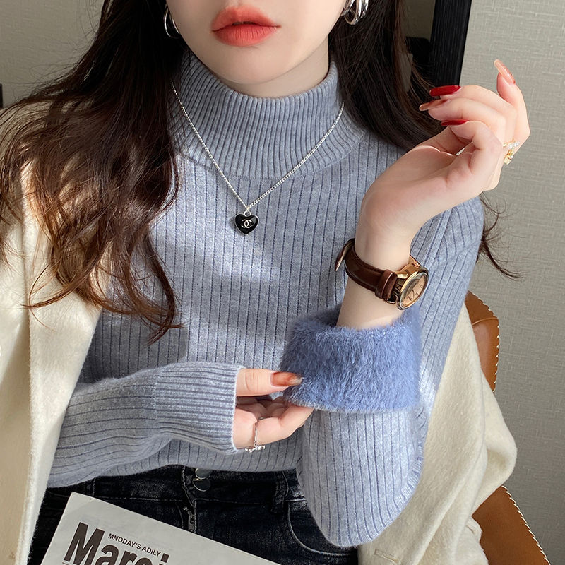 Thumbnail: Women's Turtleneck Sweater Winter 2026 Retro with Velvet Lining Thickened Inner 