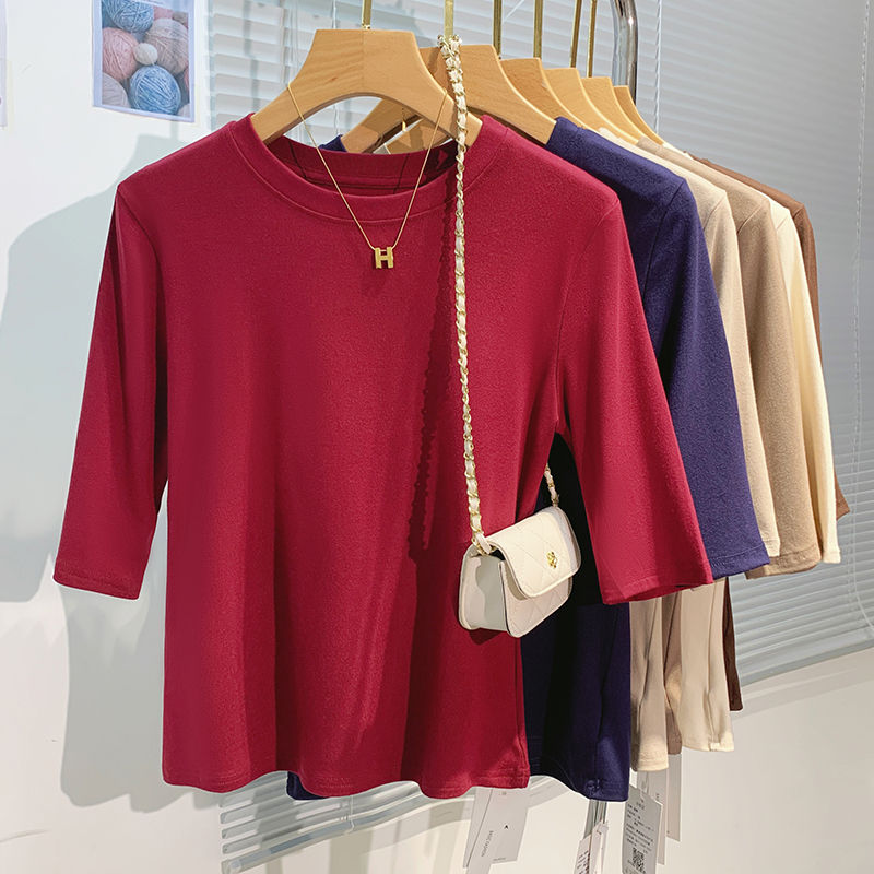 Thumbnail: AOSSVIAO 2026 Summer 100% Cotton Women's T-shirt Bottoming Basic Crew Neck Fashi