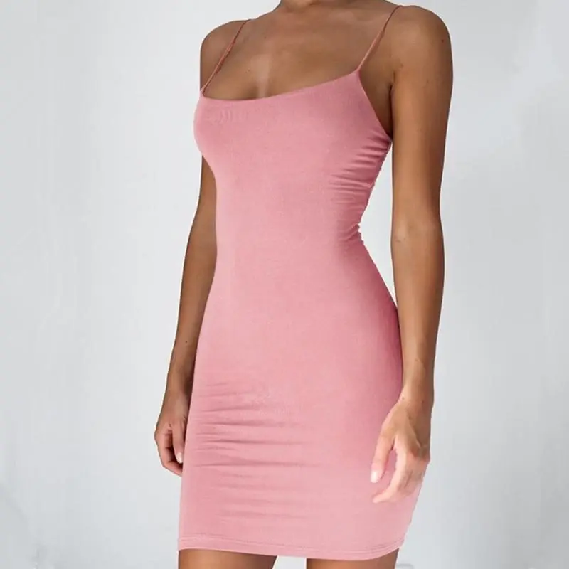 Thumbnail: Summer Spaghetti Strap Mini Dress 2026 Women Sexy Bodycon Club Party Dresses Sho