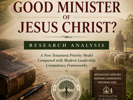 Research Analysis cover titled “What Makes a Good Minister of Jesus Christ?” illustrating biblical pastoral qualifications based on 1 Timothy, Titus, Acts 20, Ephesians 4, and 1 Peter 5.