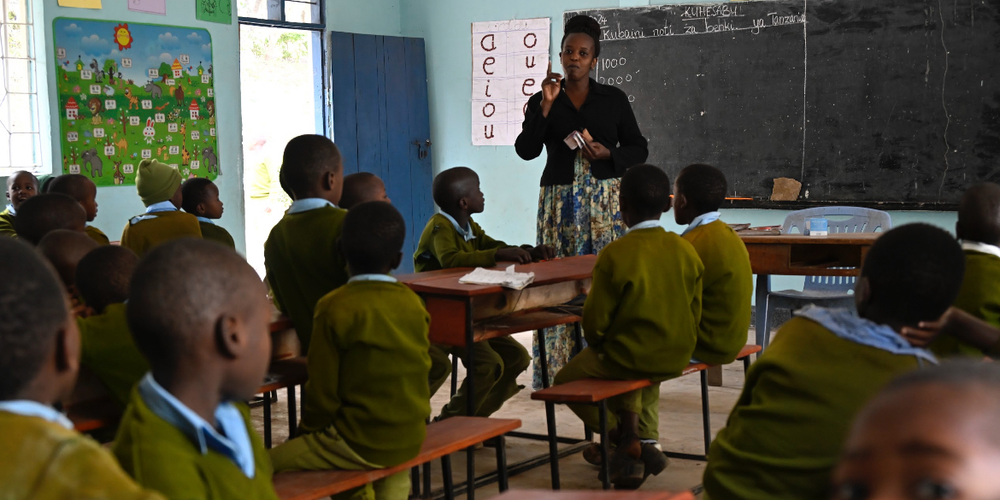 Children inside the refurbished classroom