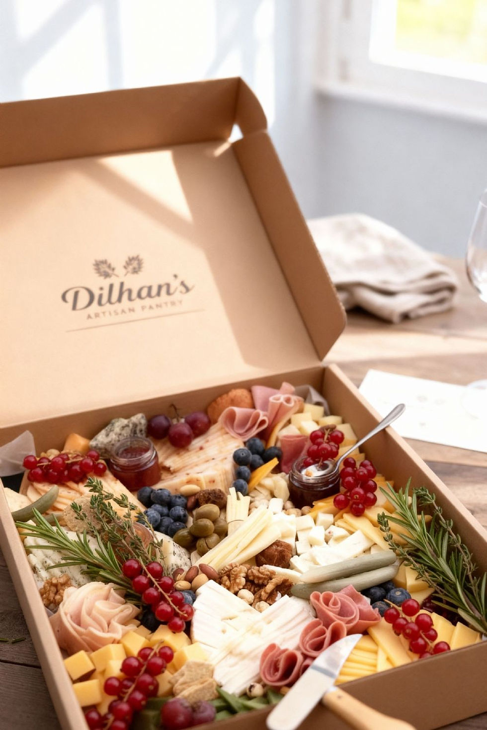 Dilhan's Artisan Pantry eşlikçi soslarıyla lüks peynir şarküteri kutusu