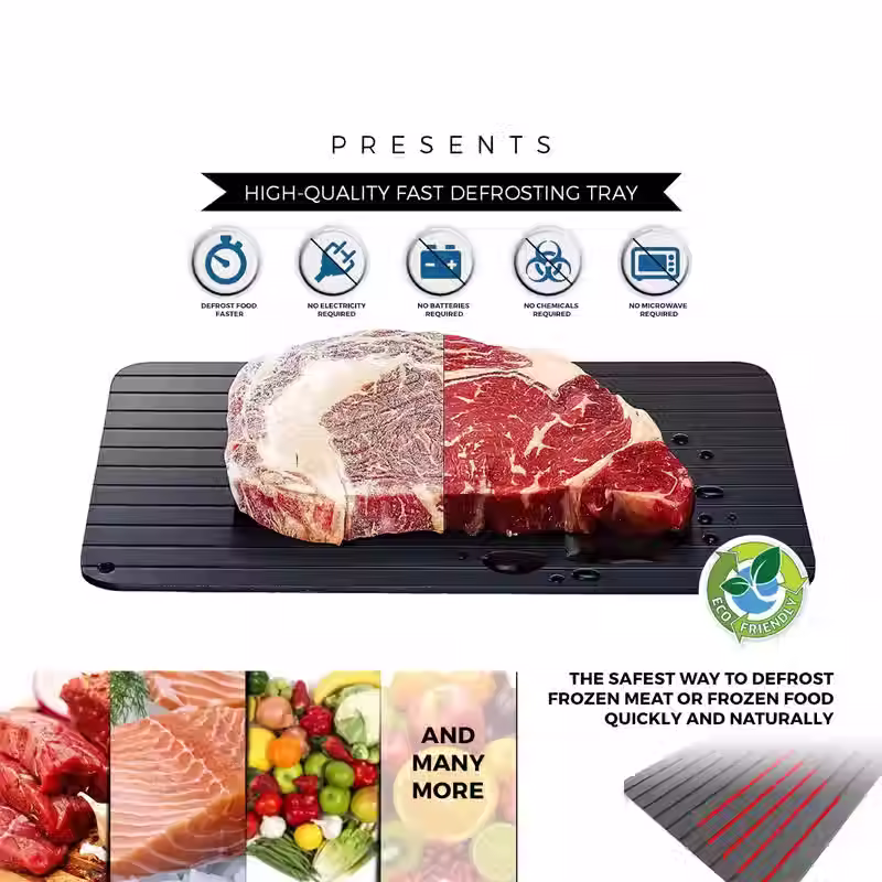 Miniatura: LMETJMA Fast Defrosting Tray Aluminium Alloy Thaw Food Defrosting Tray Frozen Me