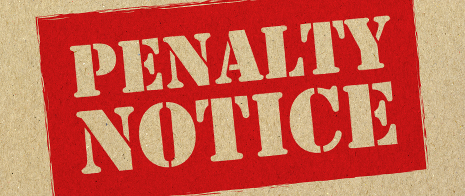 Penalty notice sign for Council Tax