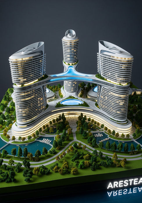 The architectural designs present high-density, multifunctional development typologies, moving beyond the conventional podium-and-tower model to investigate a deeply integrated form of vertical urbanism. The core of these systems is the fusion of stacked programmatic elements with extensive, horizontally-distributed communal amenities, all grounded in a biophilic landscape strategy.