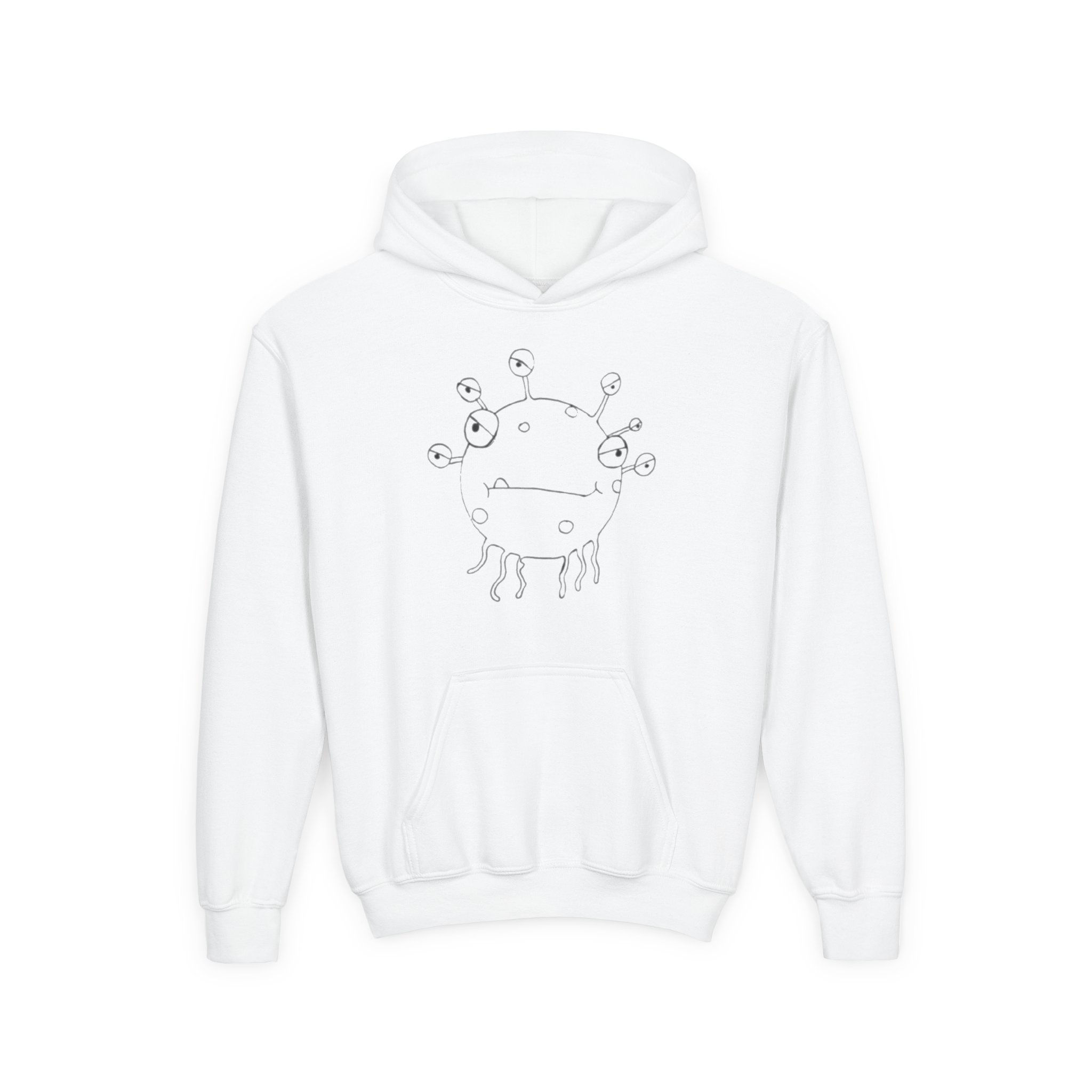 Youth Hoodie with Cute One-Eyed Monster Sketch
