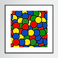  Abstract modern artwork with overlapping circle segments in red, pink, and orange on a light gray-blue background, minimalist geometric composition. Modern Art. Geometric Art. Concrete Art. Wall Art. Deco Art. Unframed, framed, with or without a mat.