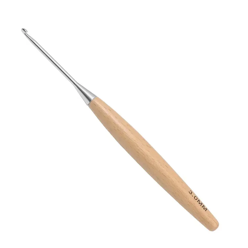 Thumbnail: New Crochet Hook 3-12mm Wooden Stainless Steel Crochet Needles Durable Grip Cush
