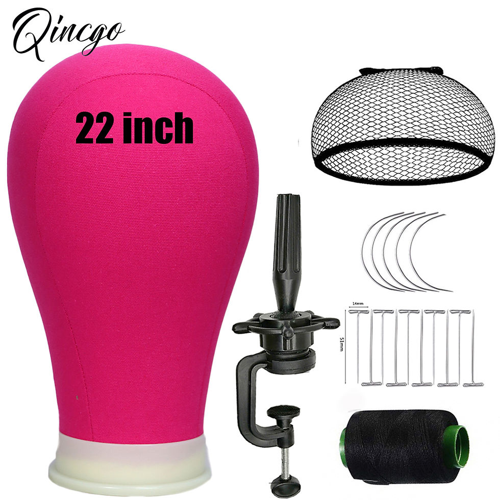 Thumbnail: 22inch Manikin Canvas Block Wig Head Mannequin Head Wig Stand Tripod Set For Wig