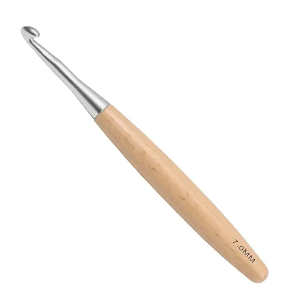 Thumbnail: New Crochet Hook 3-12mm Wooden Stainless Steel Crochet Needles Durable Grip Cush