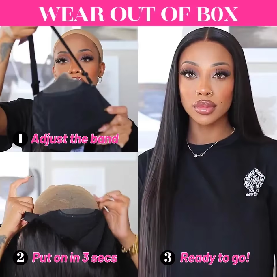 Thumbnail: 40 Inch Wear Go Glueless Wig 13x6 HD Transparent Bone Straight Lace Front Wigs R
