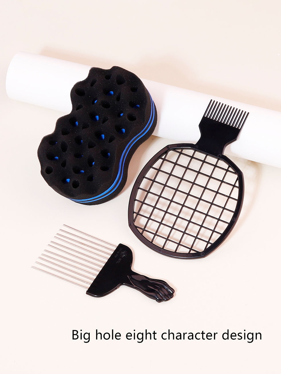 Thumbnail: 3 pieces of black metal hair salon men's dirty braids, African hair forks, combs