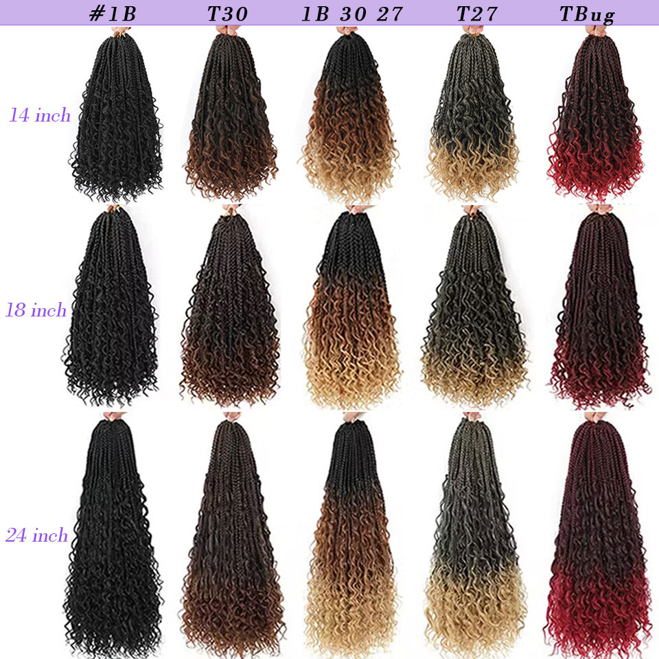 Thumbnail: Goddess Bohemian Box Braids Crochet Hair 14 18 24 Inch 1- 8 Packs Crochet Box Br