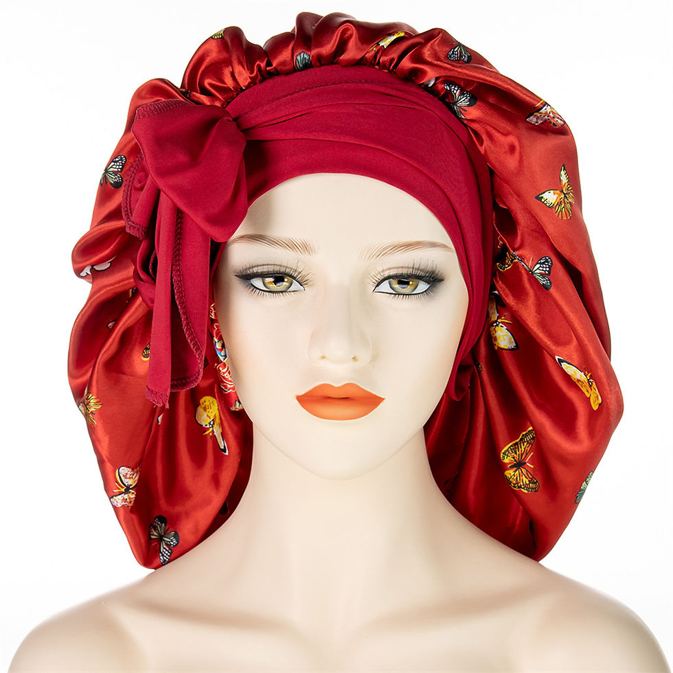 Thumbnail: Women Satin Printing Sleeping Hat Night Sleep Cap for Women Shower Caps Waterpro