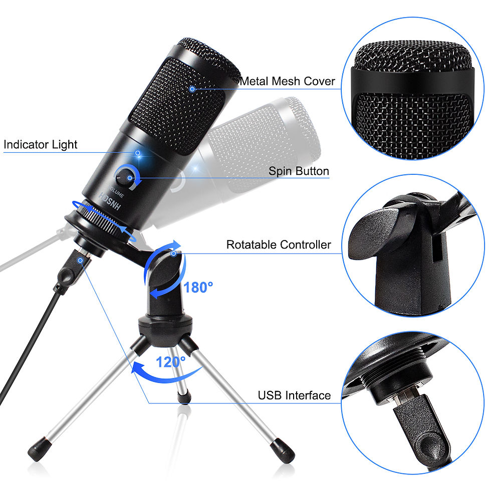 Thumbnail: USB Microphone Condenser D80 Recording Microphone with Stand and Ring Light for 