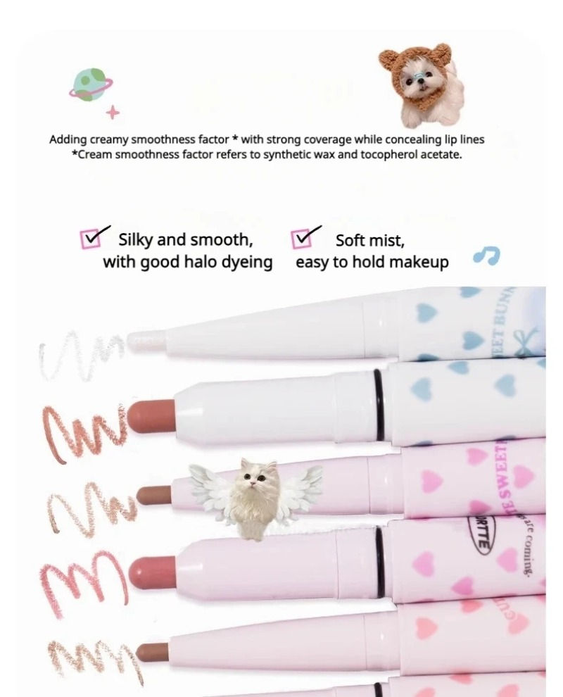 Thumbnail: FLORTTE Lip liner Pencil Natural Matte Lip Liner Cute Animals Lipstick Pen Lasti