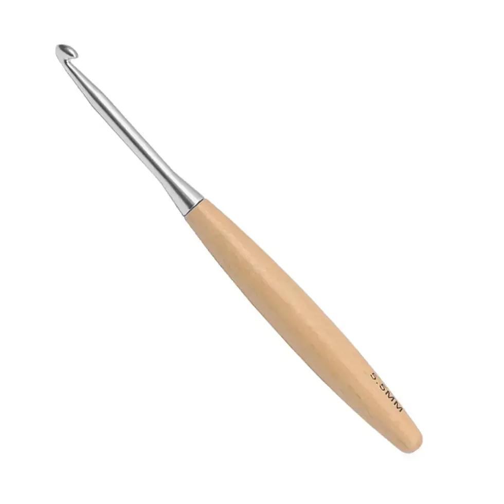 Thumbnail: New Crochet Hook 3-12mm Wooden Stainless Steel Crochet Needles Durable Grip Cush