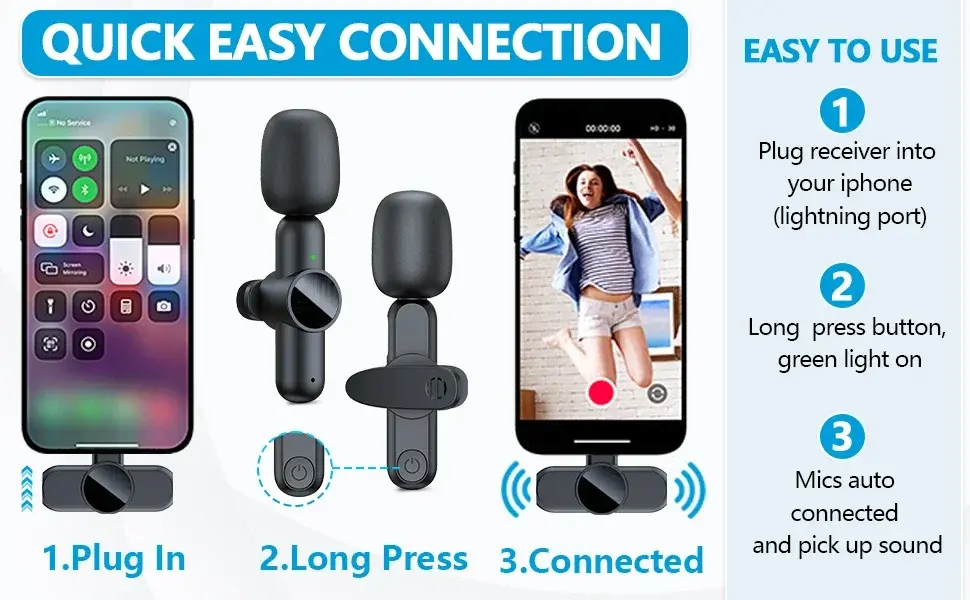 Thumbnail: Wireless Lavalier Microphone for iPhone iPad Professional Mini Noise Canceling M