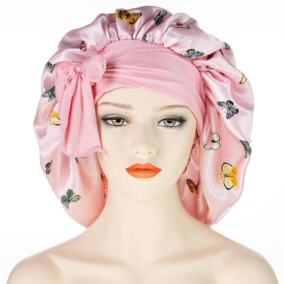 Thumbnail: Women Satin Printing Sleeping Hat Night Sleep Cap for Women Shower Caps Waterpro