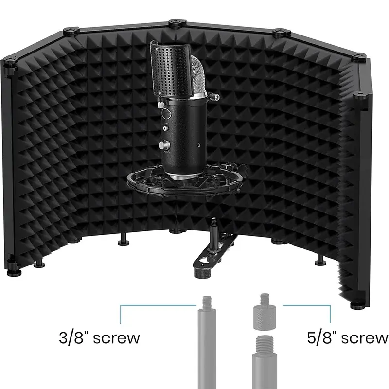 Thumbnail: Foldable Studio Microphone Shield 5 Panel Adjustable Microphone Shield Isolation