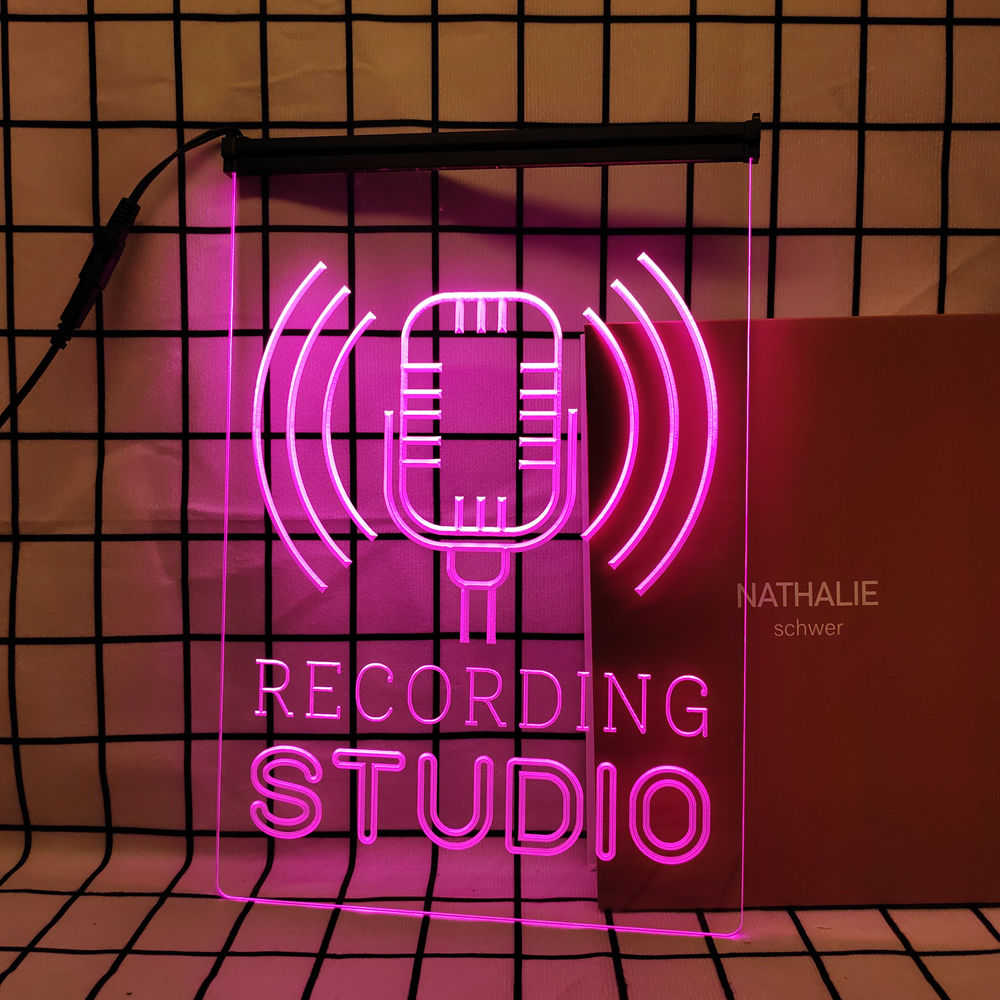 Recording Studio Microphone On Air-Retro LED Neon Sign Home Decor with Vintage P