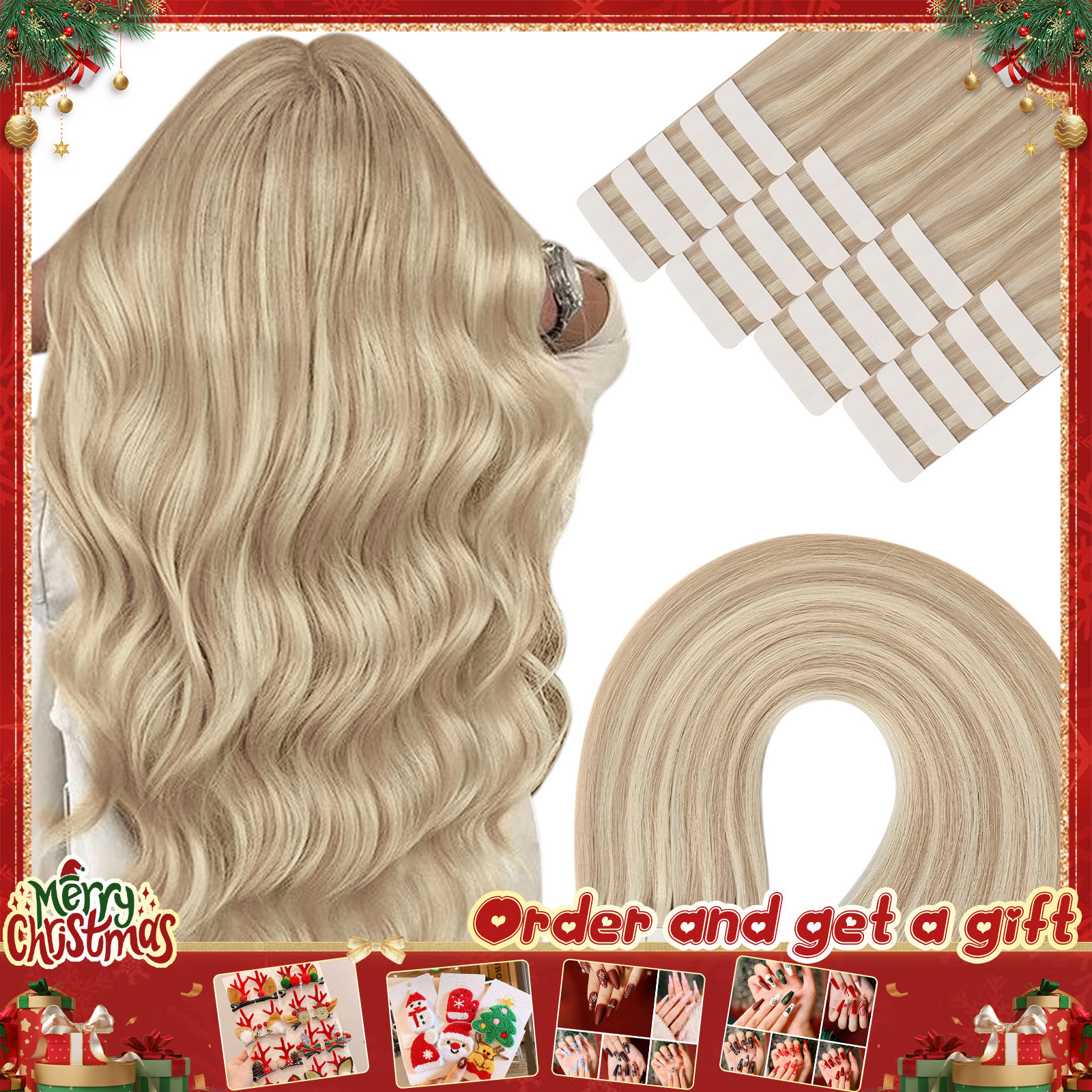 YoungSee Tape in Hair Extensions Remy Brazilian Straight Human Hair For Salon Hi