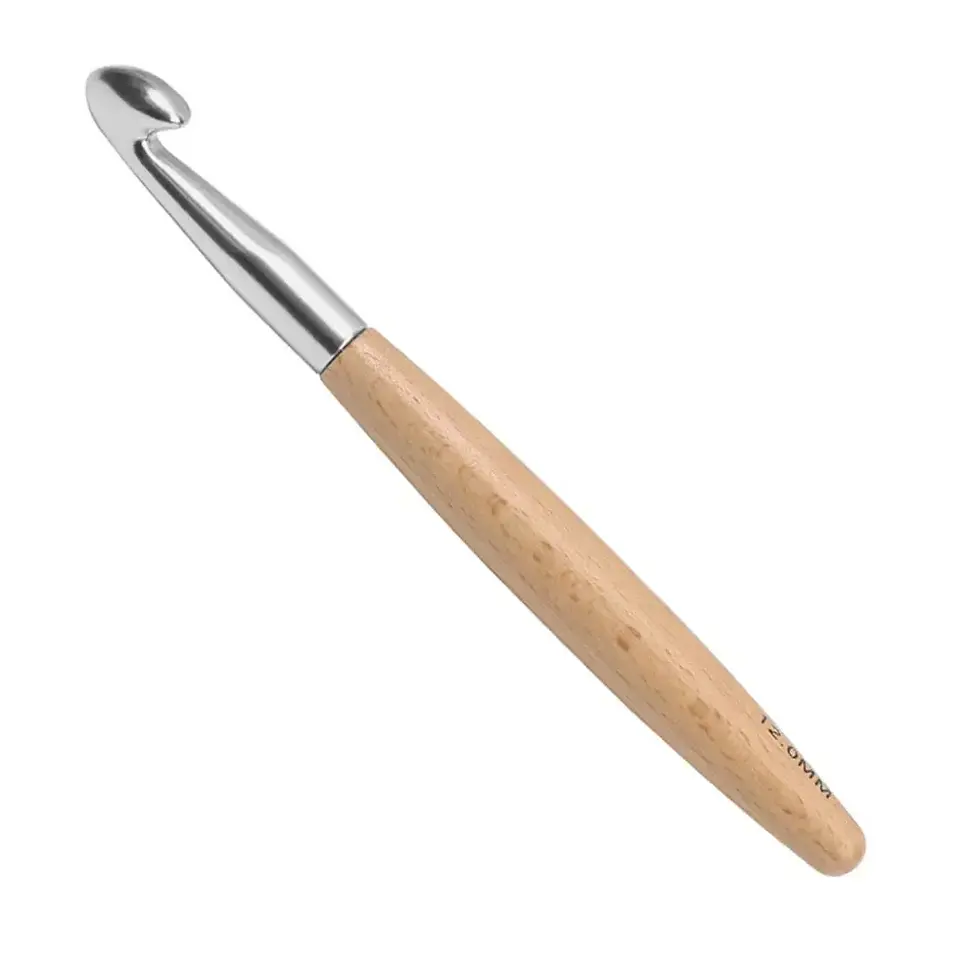 Thumbnail: New Crochet Hook 3-12mm Wooden Stainless Steel Crochet Needles Durable Grip Cush