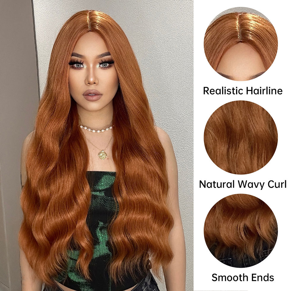 Thumbnail: Ginger Synthetic Wig Curly Long Body Wavy Orange Colorful Cosplay Wigs for Women