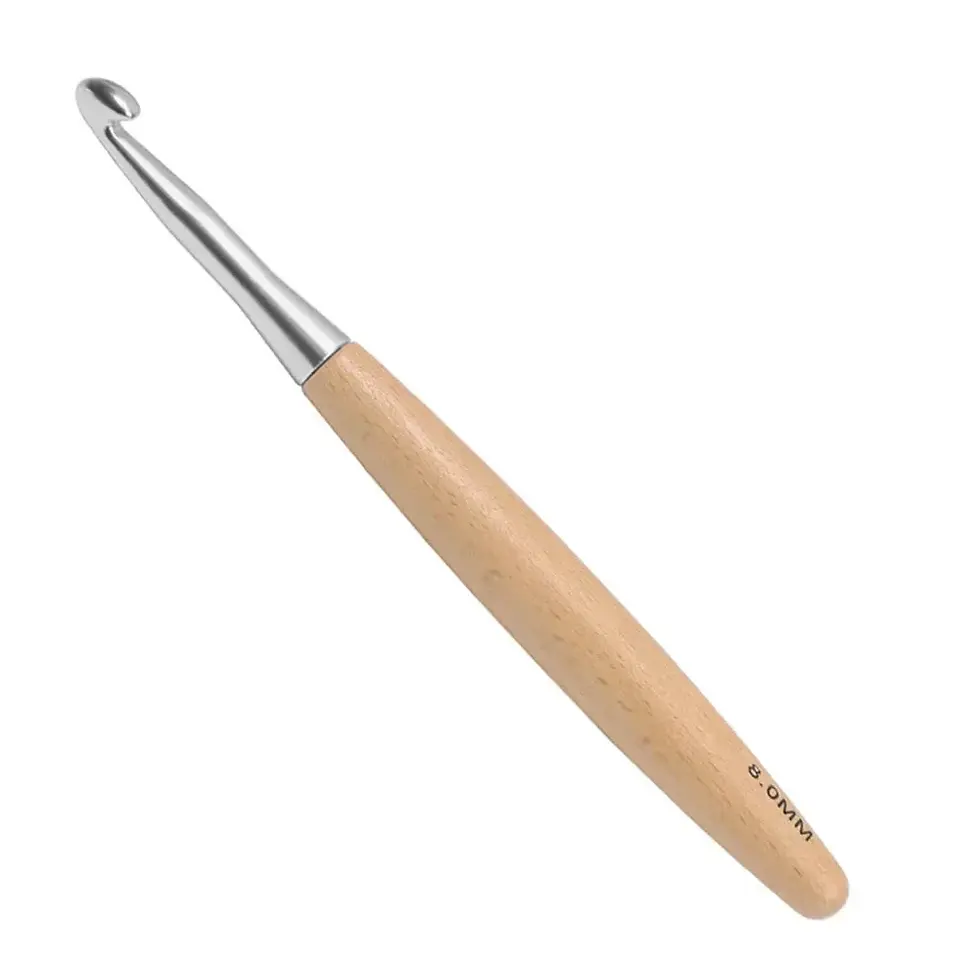 Thumbnail: New Crochet Hook 3-12mm Wooden Stainless Steel Crochet Needles Durable Grip Cush