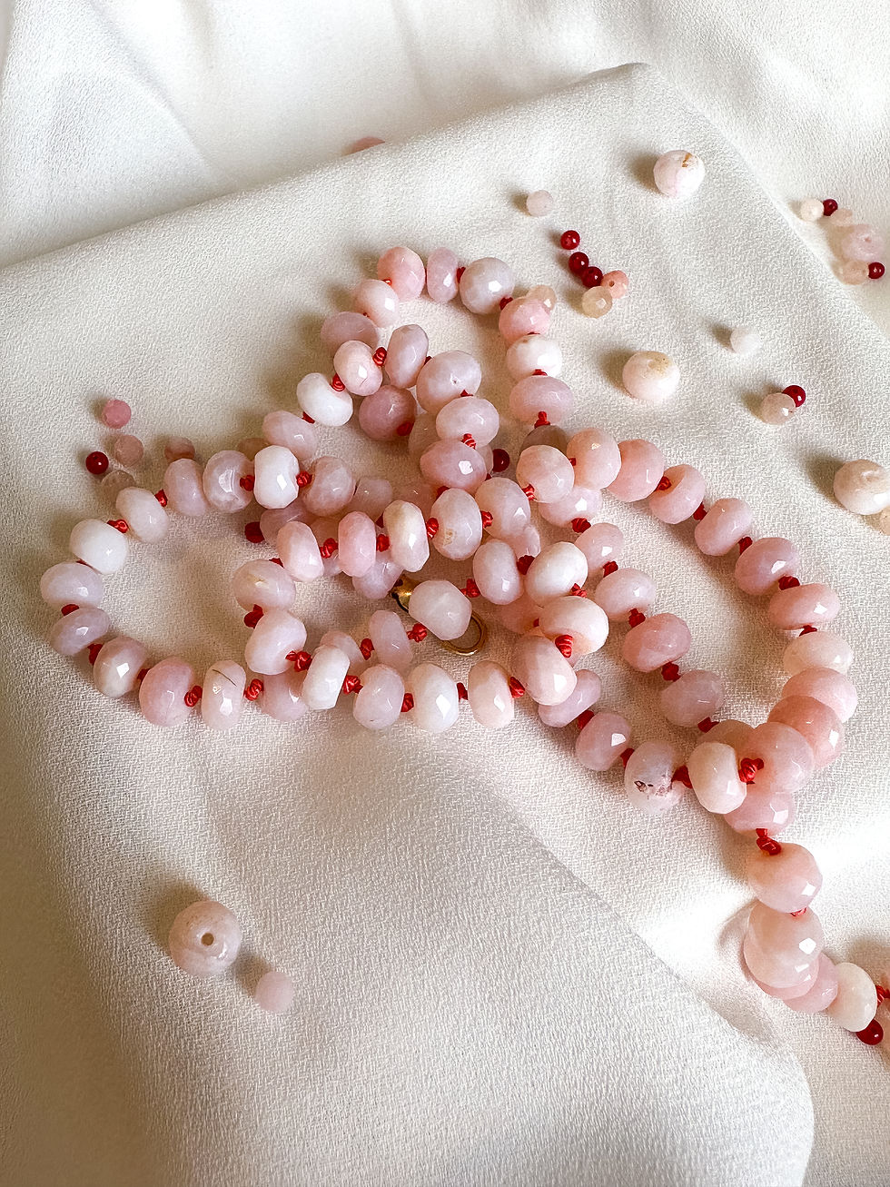 Thumbnail: Hand Knotted Pink Opal Necklace