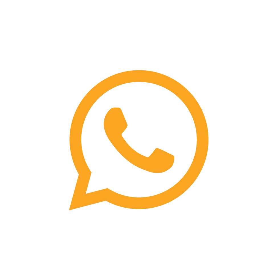 Ícono de WhatsApp en color naranja sobre fondo negro
