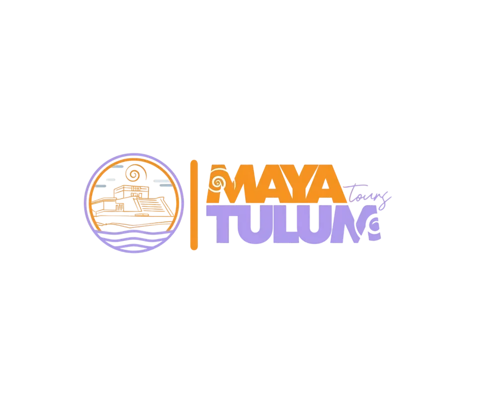 Logotipo de Maya Tulum Tours con templo maya y olas