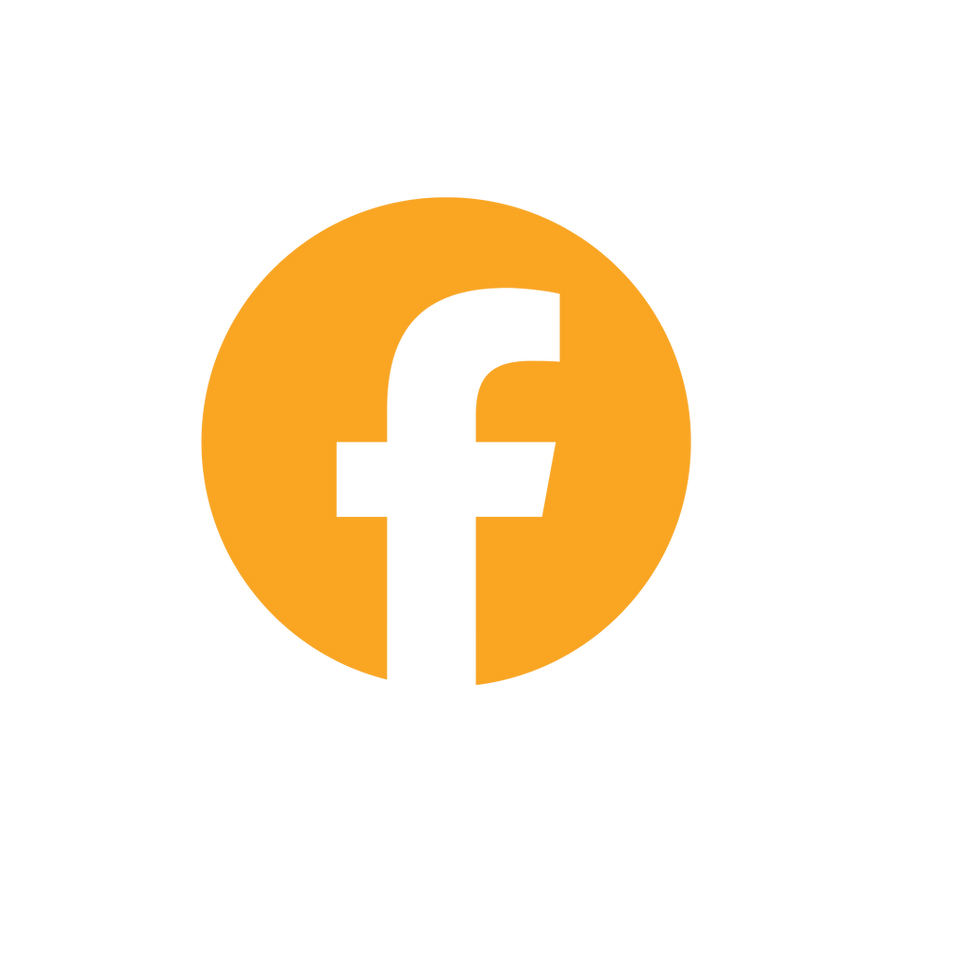 Ícono de Facebook negro en círculo naranja
